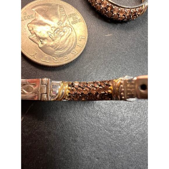 Andalusite inside out hoop earrings in gold and rhodium over sterling silver - Picture 16 of 16